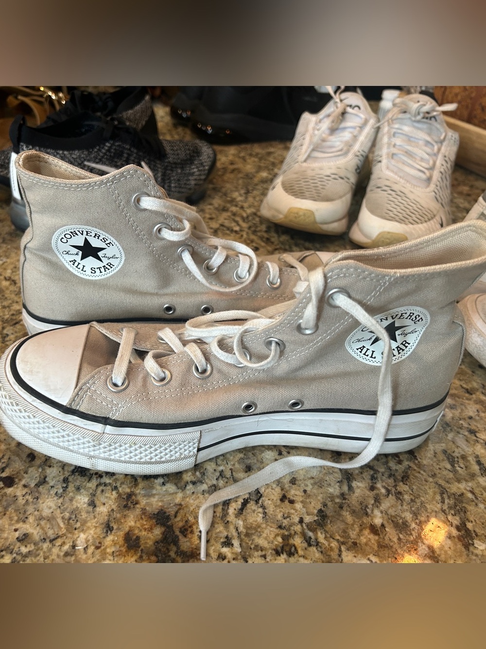 Converse All Star High Top Sneakers in Light Beige